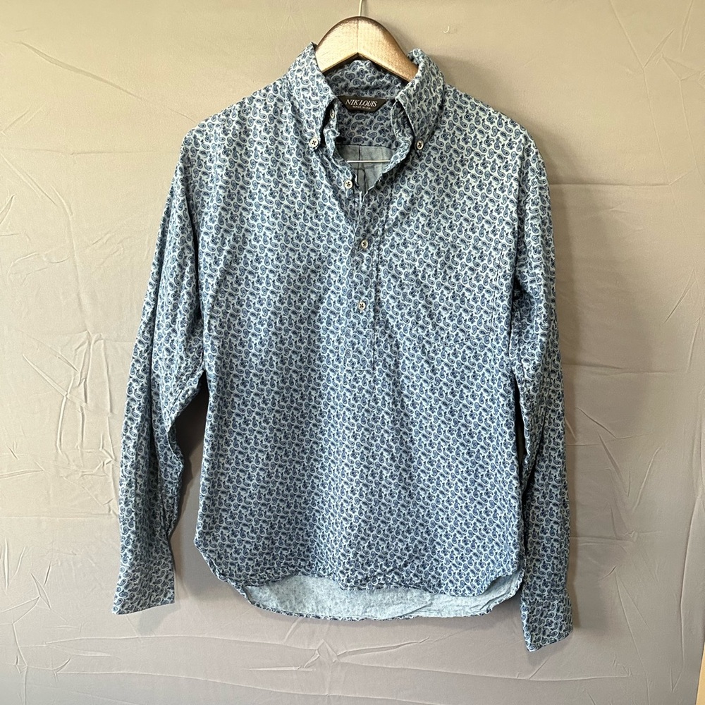 Navy Patterned Blouse
